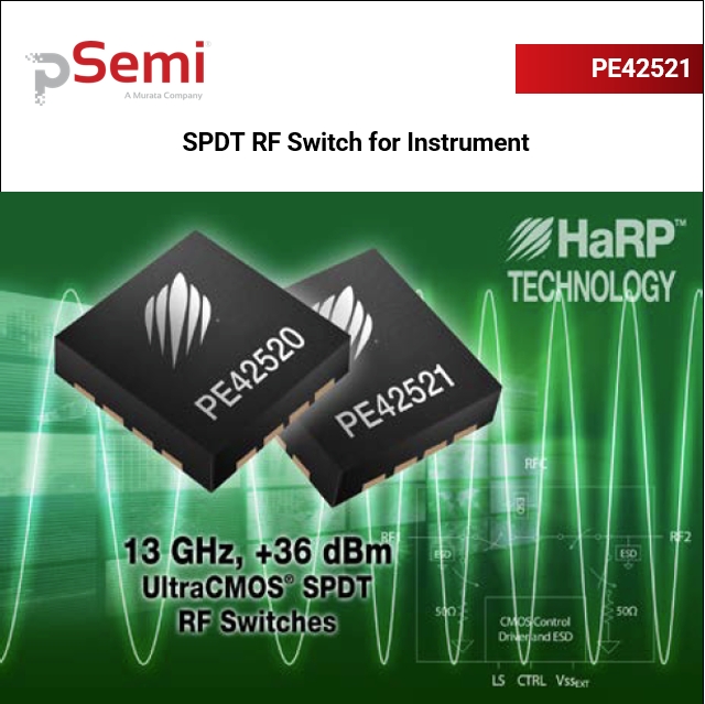 PE42521 SPDT High Iso, High Power, Fast switching Instrumentation Switch