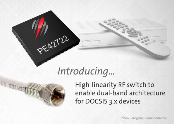 PE42722 High Linearity SPDT RF switch for DOCSIS3.x devices
