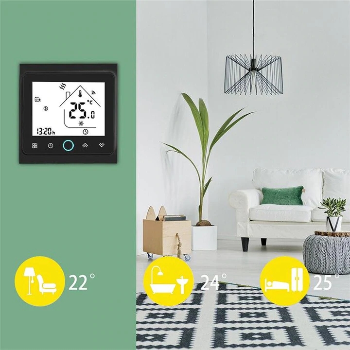 WiFi Central Air Conditioner Thermostat Temperature Controller 2 Pipe 4 Pipe 3 Speed Fan Coil Unit Work With Alexa Google Home