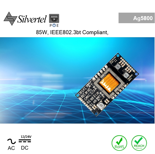 Ag5724-LPB PD Module, 30W, IEEE802.3at Compliant, 12V  or 24V, Isolated DC-DC Converter, Over Temp.  Protection, Ind. Temp. Range, Low Profile, SMT  (Blocks not pins)