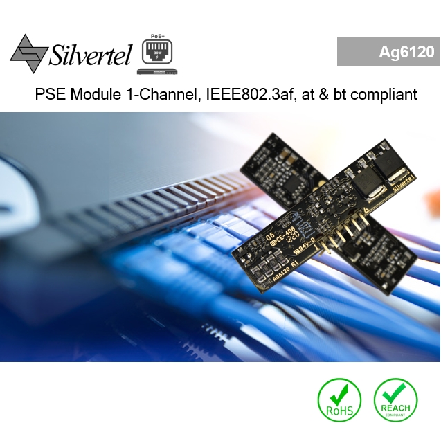 PSE Module, 1-Channel, IEEE802.3af, at &amp; bt  compliant, SMT (Blocks not pins)
