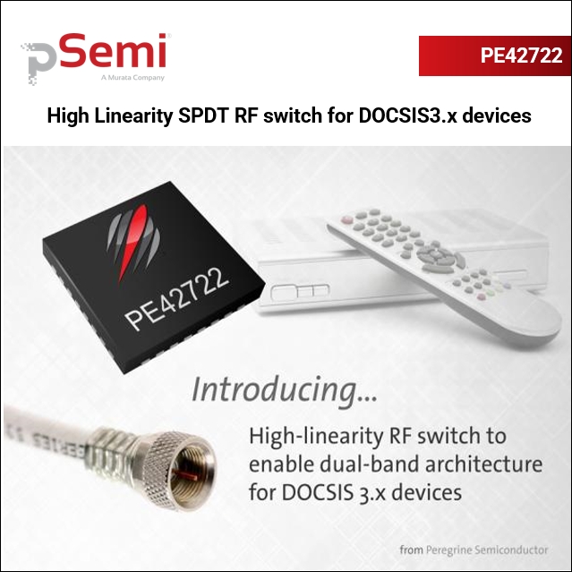 PE42722 High Linearity SPDT RF switch for DOCSIS3.x devices