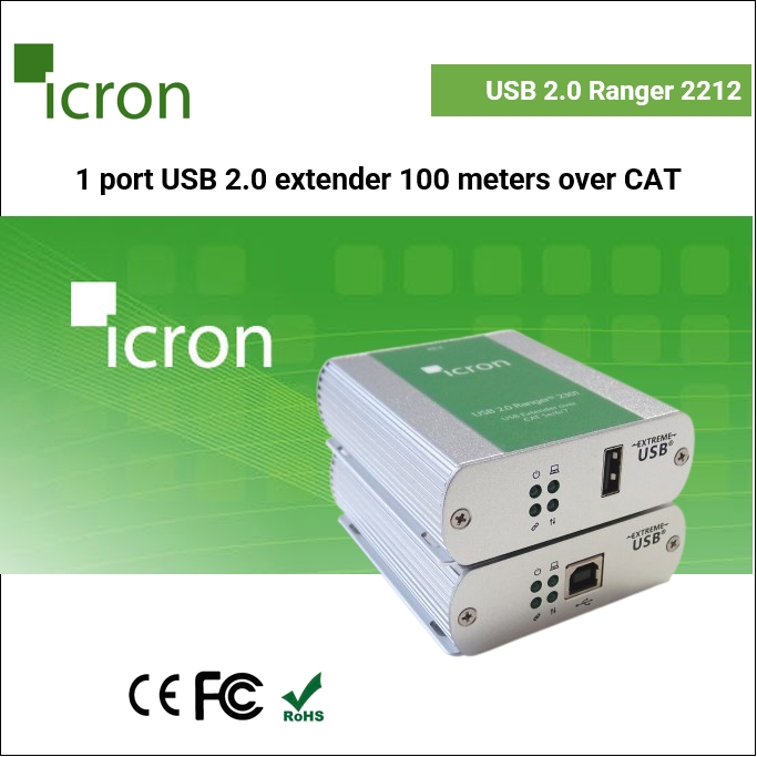 USB 2.0 Ranger 2212 Single-port USB 2.0 extender up to 100 meters over CAT