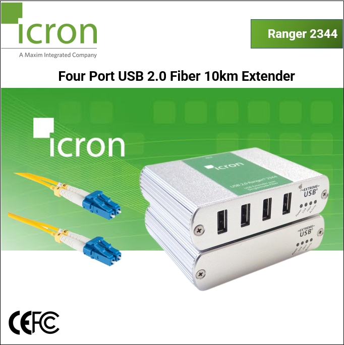 USB 2.0 Ranger 2344 Four-port Singlemode Fiber 10km extender