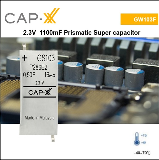 [GW103F] GW103F 2.3V 1100mF Prismatic Super cap