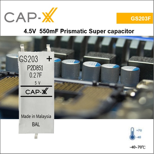 [GS203F] GS203F 4.5V 550mF Prismatic Super cap