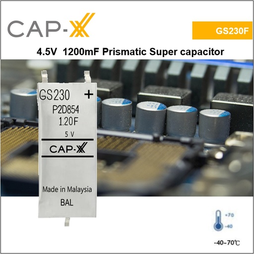 [GS230F] GS230F 4.5V 1200mF Prismatic Super Cap
