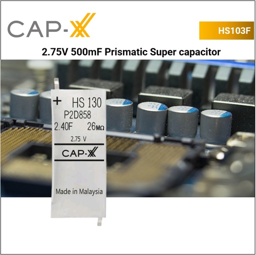 [HS103F] HS103F 2.75V 500mF Prismatic Super capacitor