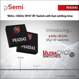 [PE42542A-X] PE42542 18GHz SP4T, High Iso, Absorptive, 50Ω Instrumentation Switch