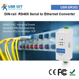 [USR-DR302 with UK power adapter] Din-rail Modbus RS485 Serial to Ethernet Converter