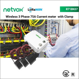 R718N37 Wireless 3-Phase Current Meter with 3 x 75A Clamp-On CT
